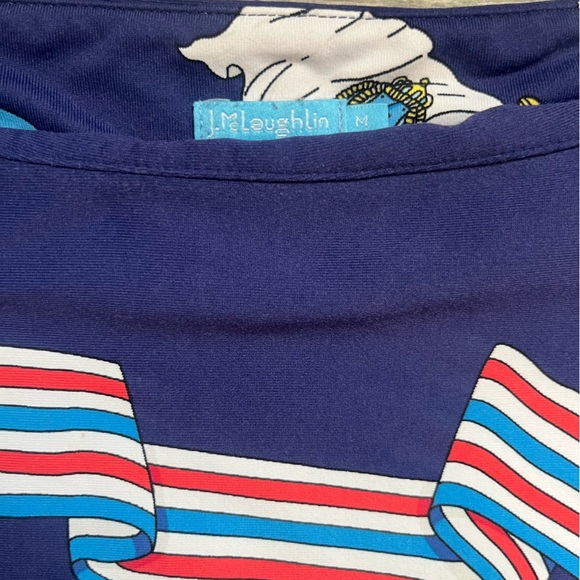 J. McLaughlin Navy Cap Sleeve Flag Print Top Size M Yacht Boating Spring Preppy - Picture 4 of 8